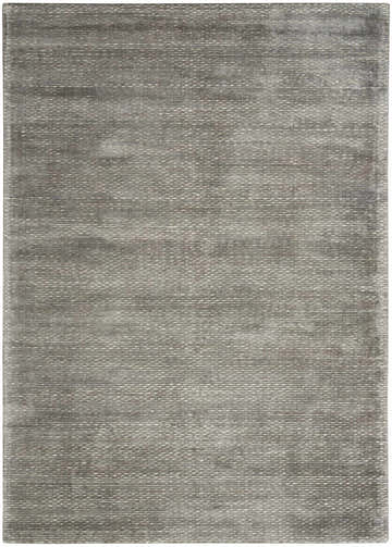 Close-up of the Calvin Klein Valley Grey rug showing its subtle horizontal pattern and soft viscose texture.