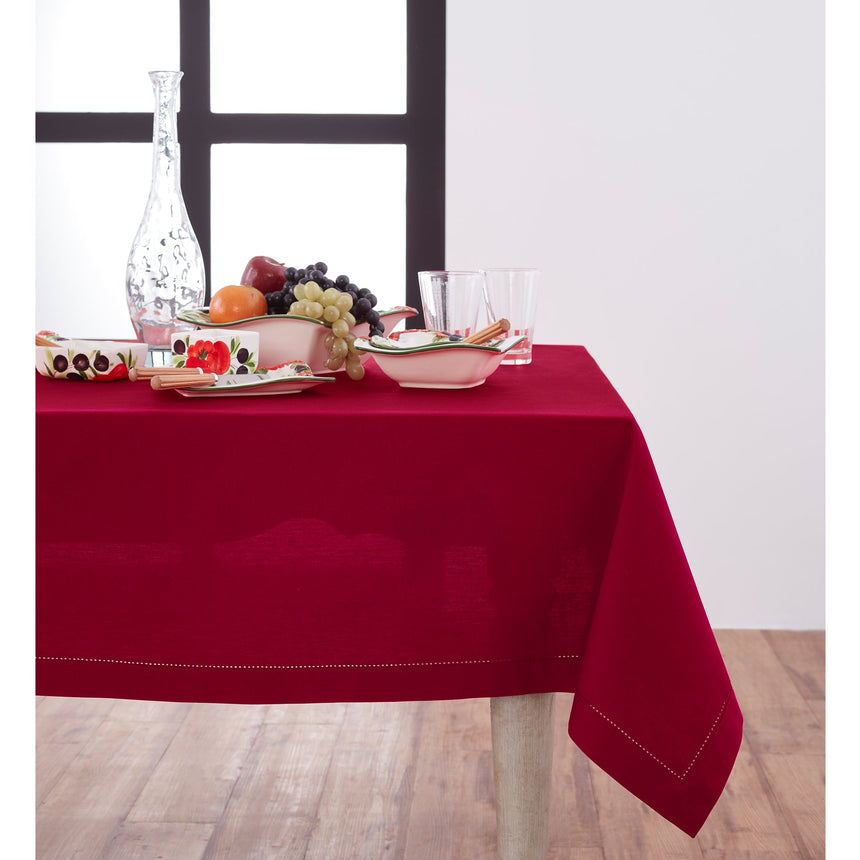 Cotton Linen Hemstitch Tablecloth