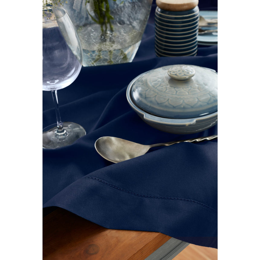 Cotton Linen Hemstitch Table Throw