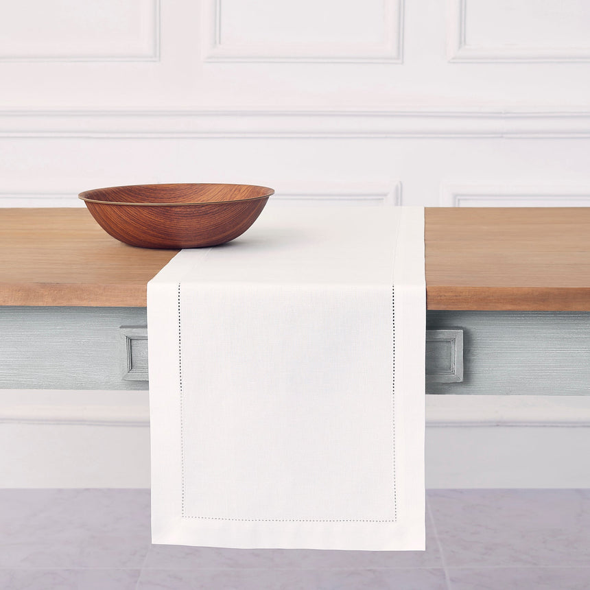 Cotton Linen Hemstitch Table Runner