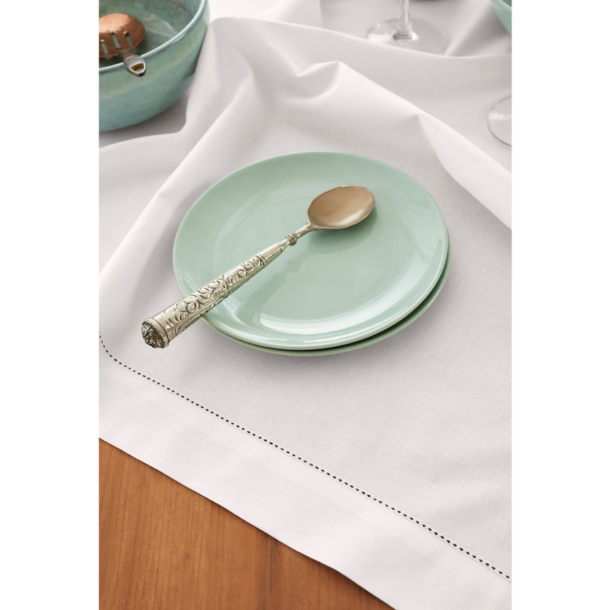 Cotton Linen Hemstitch Table Throw