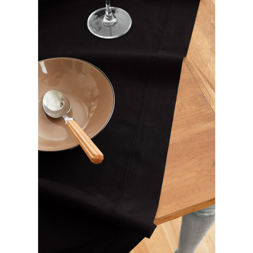 Cotton Linen Hemstitch Table Throw