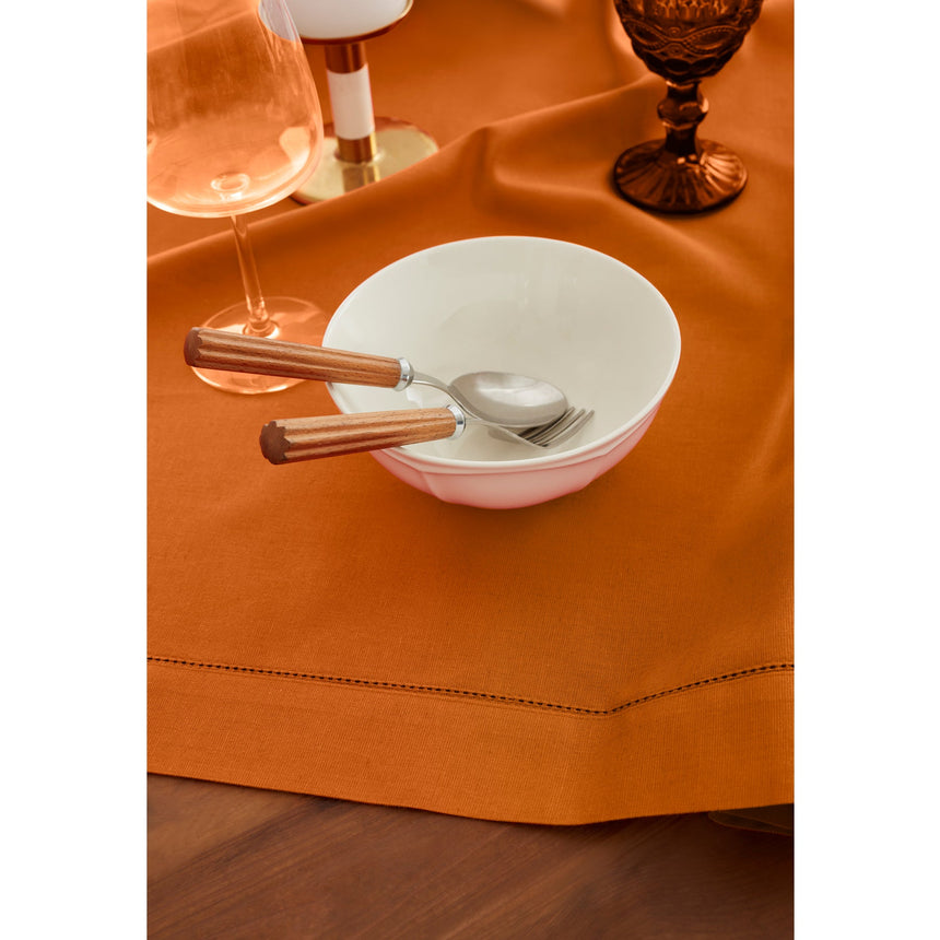 Cotton Linen Hemstitch Table Throw