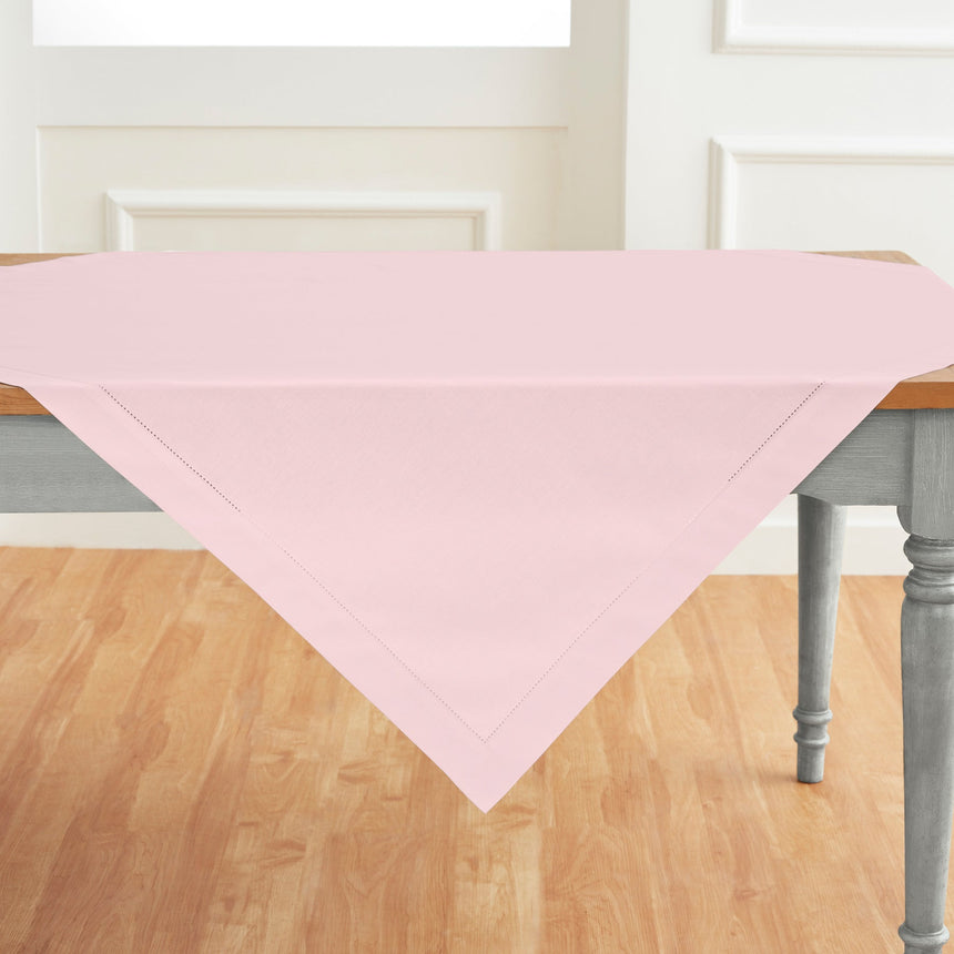 Cotton Linen Hemstitch Table Throw