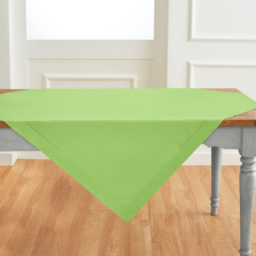 Cotton Linen Hemstitch Table Throw