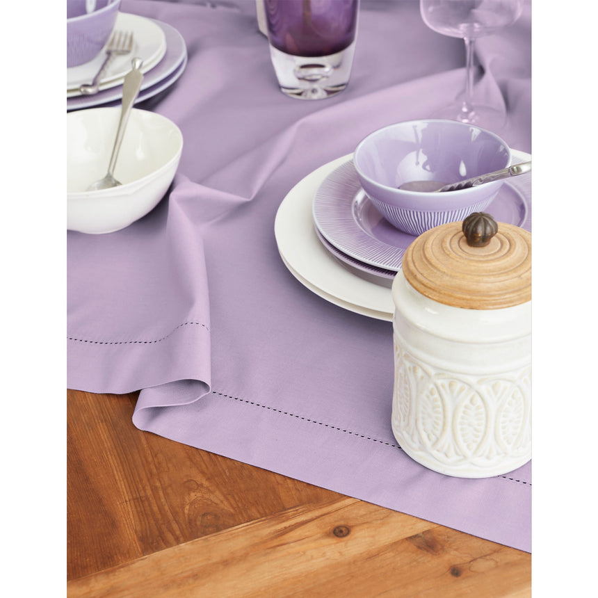 Cotton Linen Hemstitch Table Throw