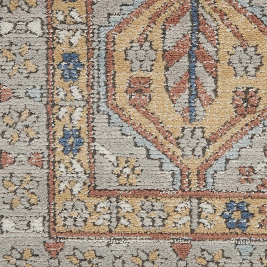 Close-up of the Nourison Quarry Grey Multicolor rug, showing its contemporary pattern and soft, textured weave.