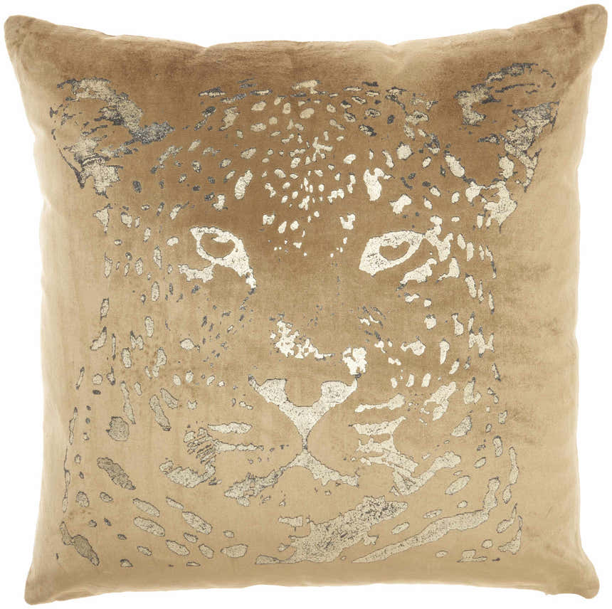 Mina Victory Sofia Gold Foil Print Beige/Gold Indoor Throw Pillow