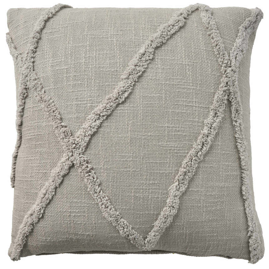 Mina Victory Lifestyle Distressed Diamond Light Grey Indoor Throw Pillow