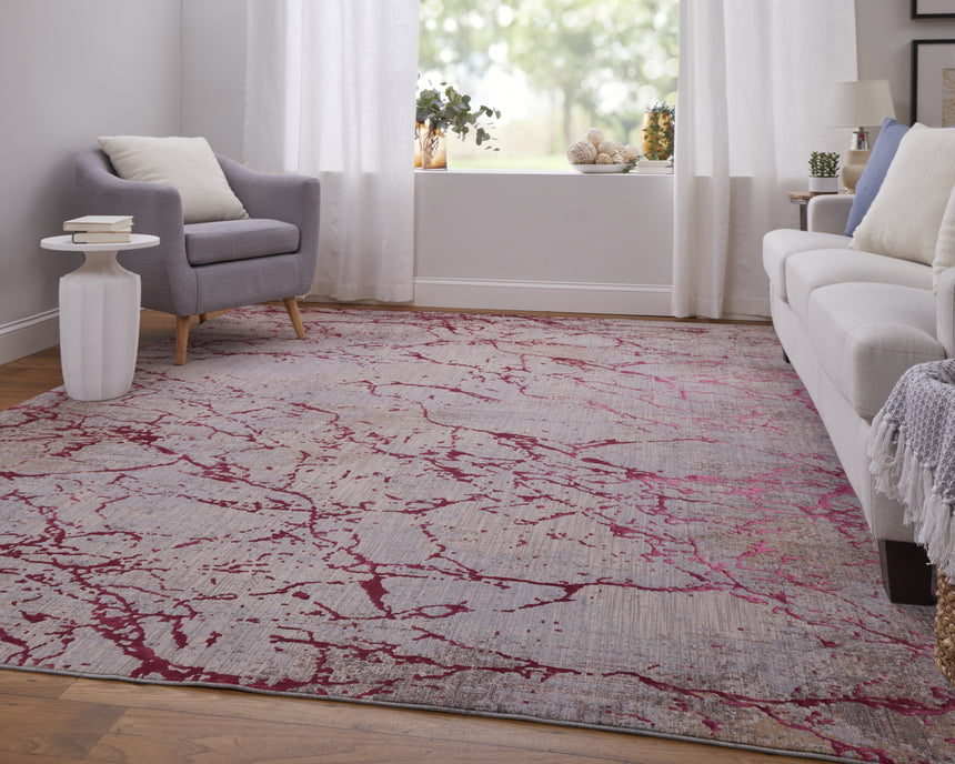 Feizy Pryor Modern Abstract - Pink/Gray/Taupe Area Rug
