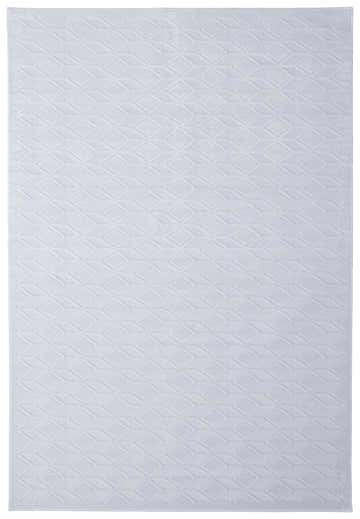 Close-up of Feizy Saphir Mira white area rug with a modern geometric criss-cross pattern and subtle texture. Design-Rectangle