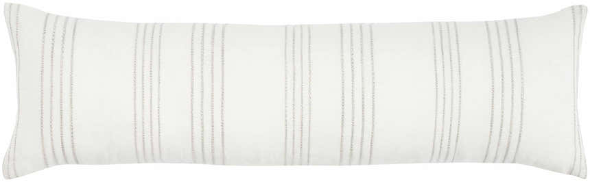 Mina Victory Lifestyle Cotton Linen Stripes White/Grey Indoor Throw Pillow