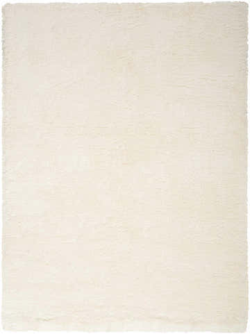 Close-up of the ivory Nourison Dreamy Shag rug. Soft, plush texture and subtle chestnut tones visible. Rectangle shape.