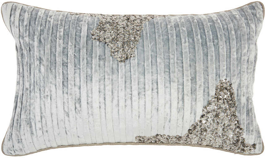 Mina Victory Sofia Beaded Pleated Velve Powder Indoor Throw Pillow - Clearance