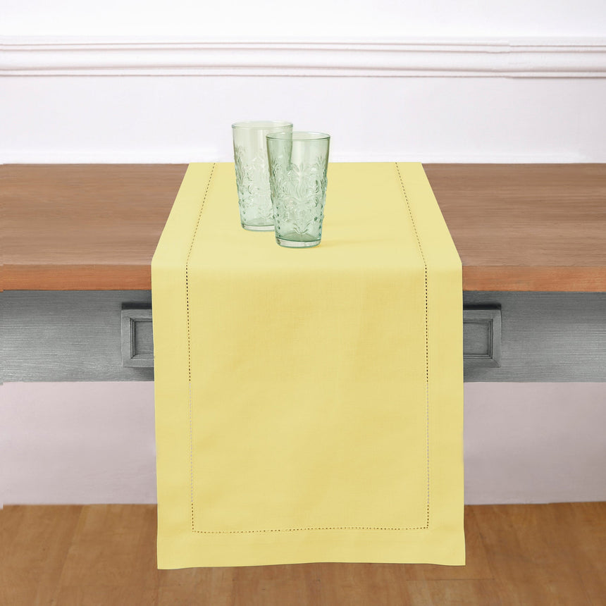 Cotton Linen Hemstitch Table Runner