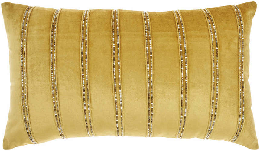 Mina Victory Sofia Beaded Stripes Gold Indoor Throw Pillow - Clearance