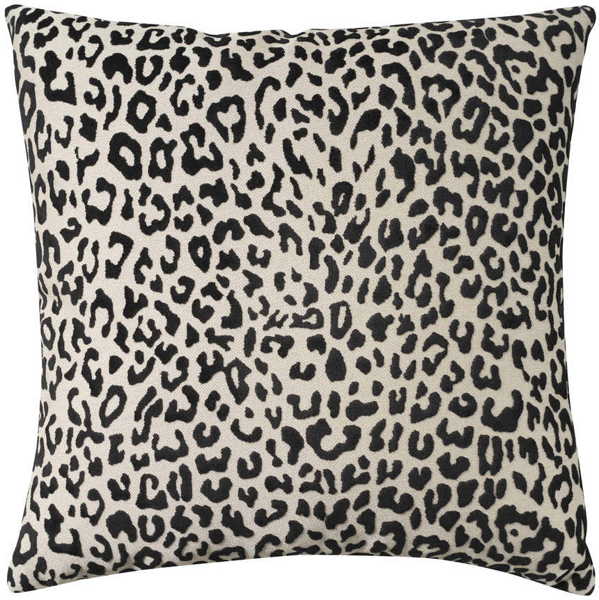 Mina Victory Sofia Jaquard Leopard Velv Black Indoor Throw Pillow