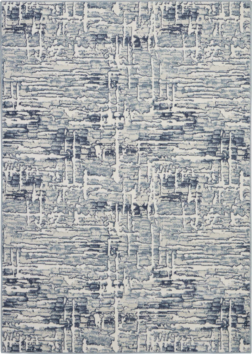 Close-up of the Nourison Urban Chic Ivory rug, showcasing its modern, abstract pattern in chestnut and ivory hues.