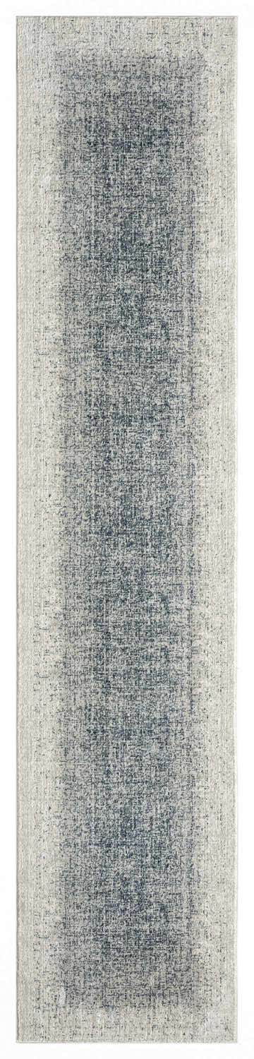 Close-up of the DKNY Grand Street Ivory Blue rug, a modern runner with a textured pile.