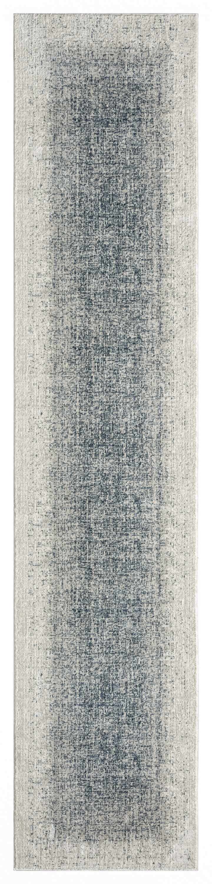 Close-up of the DKNY Grand Street Ivory Blue rug, a modern runner with a textured pile.
