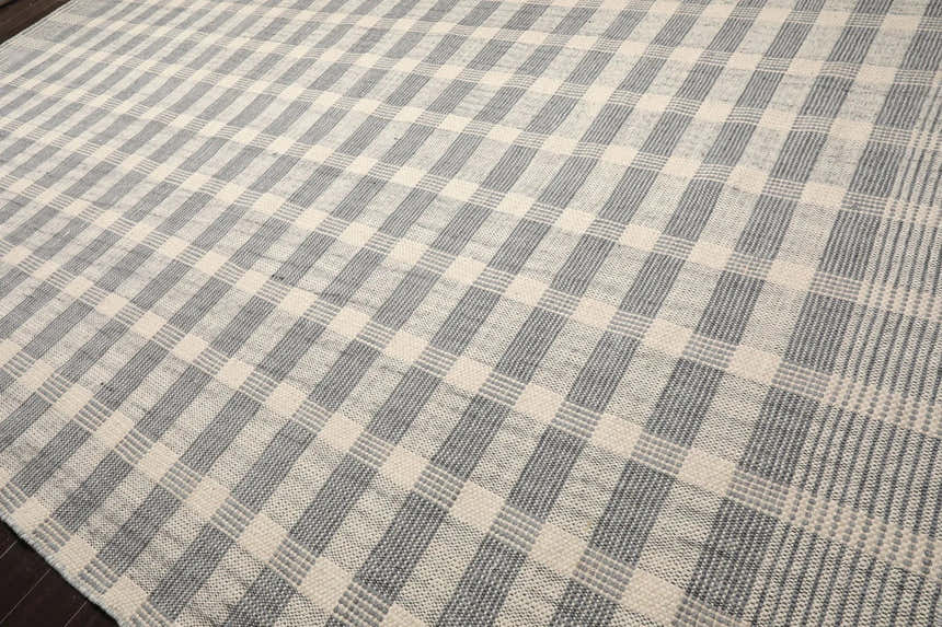 LoomBloom Plaid Multi Sizes Ivory Hand Woven Flatweave Modern Wool Oriental Area Rug