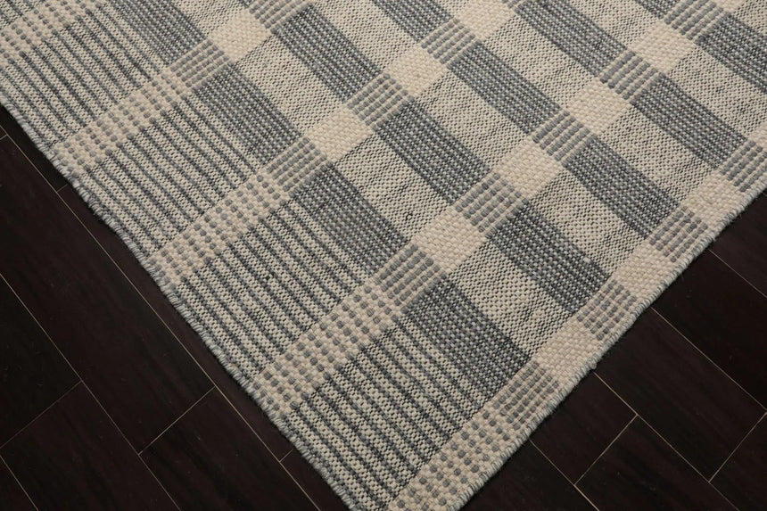 LoomBloom Plaid Multi Sizes Ivory Hand Woven Flatweave Modern Wool Oriental Area Rug