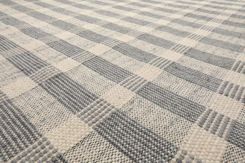 LoomBloom Plaid Multi Sizes Ivory Hand Woven Flatweave Modern Wool Oriental Area Rug
