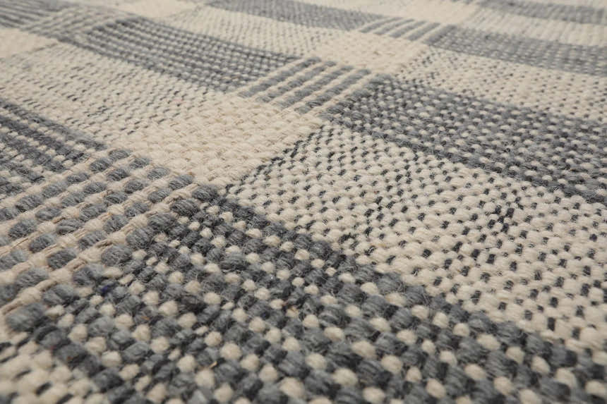 LoomBloom Plaid Multi Sizes Ivory Hand Woven Flatweave Modern Wool Oriental Area Rug