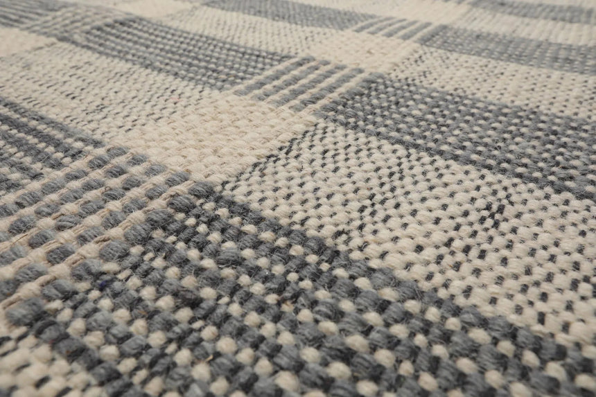 LoomBloom Plaid Multi Sizes Ivory Hand Woven Flatweave Modern Wool Oriental Area Rug