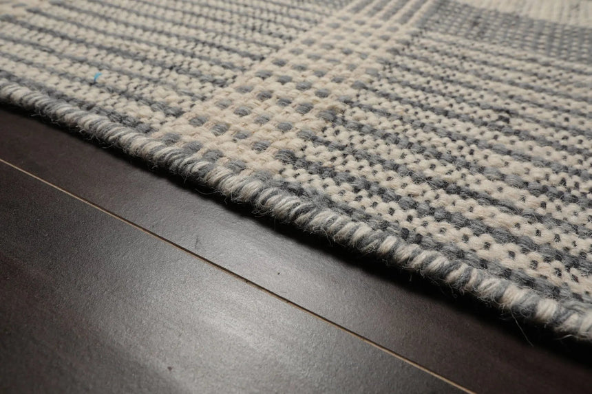 LoomBloom Plaid Multi Sizes Ivory Hand Woven Flatweave Modern Wool Oriental Area Rug