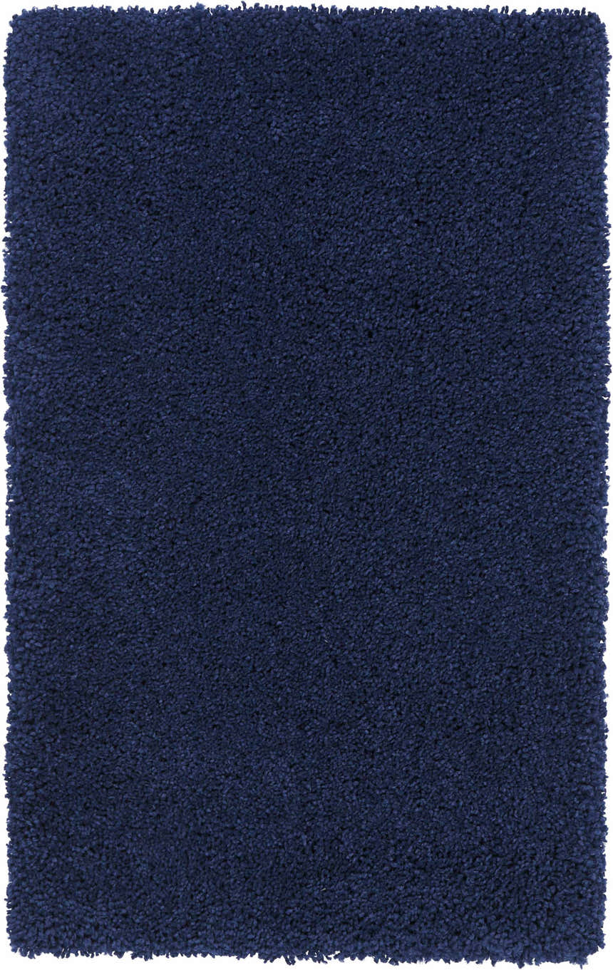 Close-up of the plush texture and rich navy color of the Nourison Malibu Shag Area Rug.