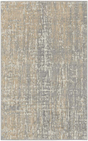 Close-up of the Calvin Klein CK005 Enchanting Grey Beige rug, showcasing its abstract, high-pile texture and modern design.