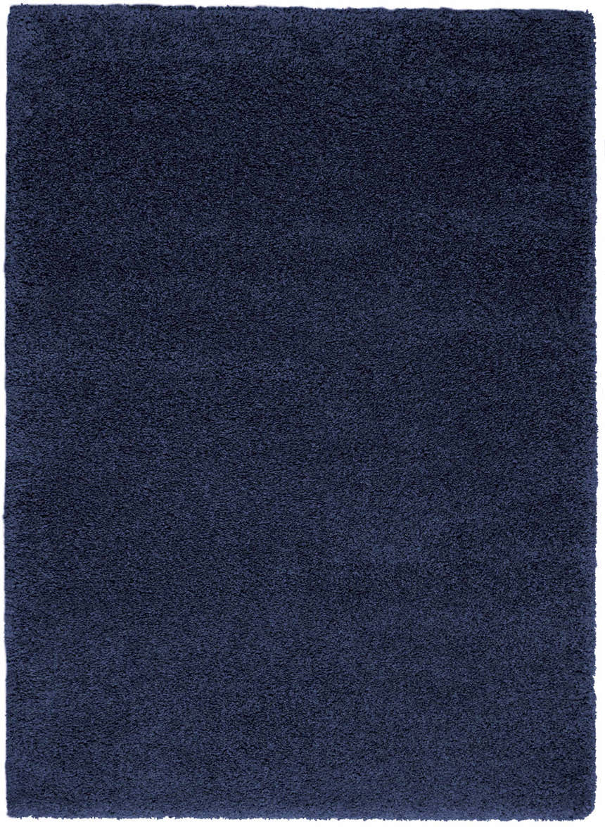 Close-up of the Nourison Malibu Shag Navy Area Rug, showing its plush shag texture and deep navy color.