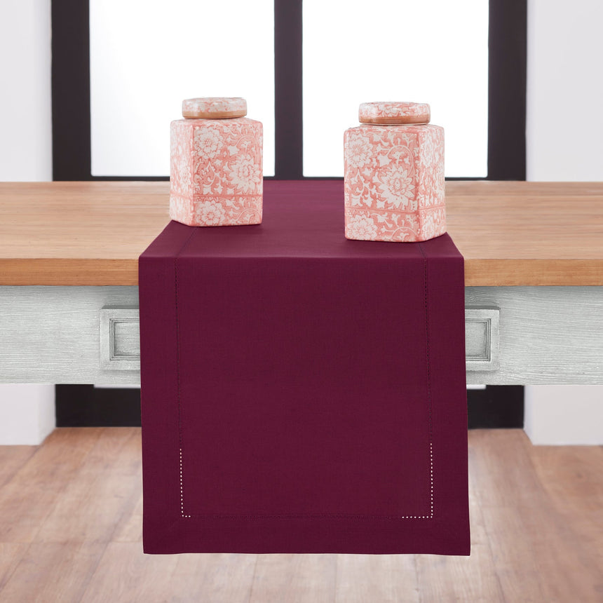 Cotton Linen Hemstitch Table Runner