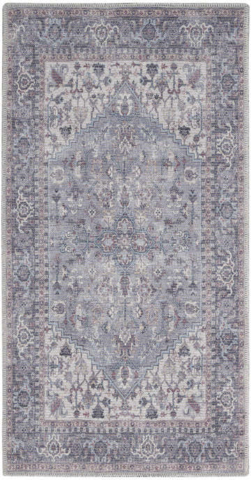 Close-up of the grey vintage pattern on the Nourison New Concept Washable Area Rug.