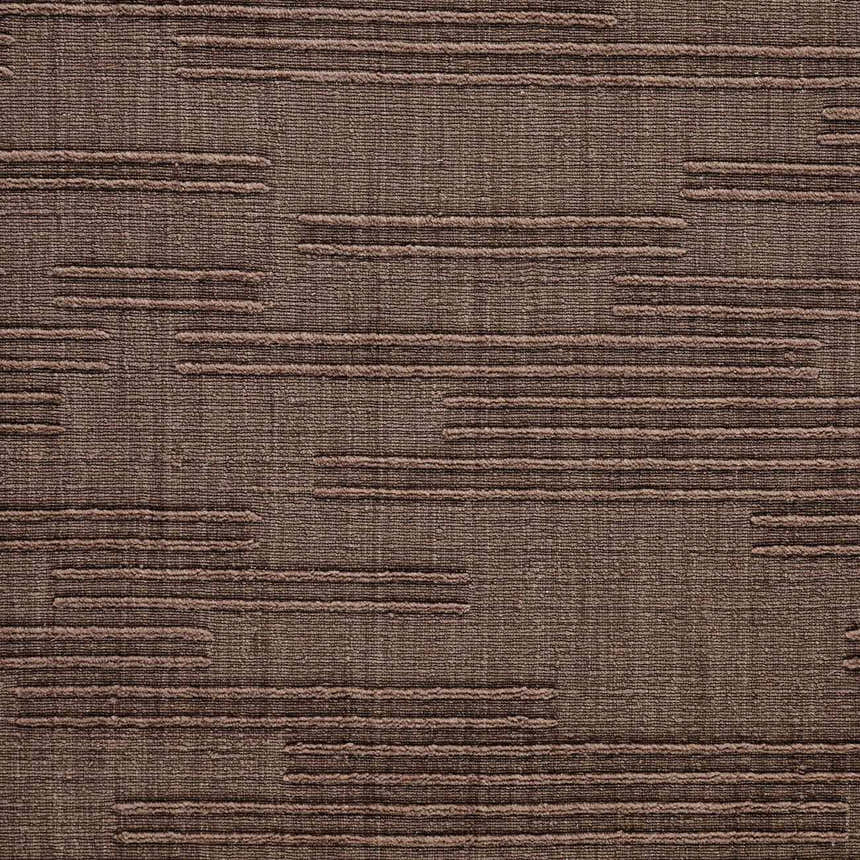 Close-up of the Four Hands Geist Rug - Akara Taupe, showing its textured, striped pattern and taupe color. Texture