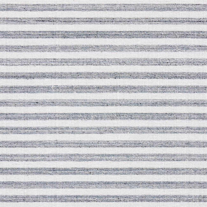 Close-up of the Four Hands Selena Outdoor Rug - Blue Stripe, showing a horizontal stripe pattern and woven texture. Texture