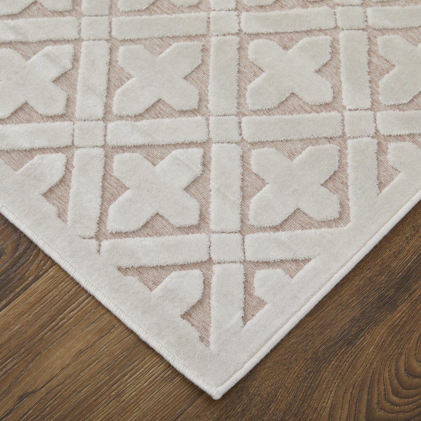 Feizy Saphir Mira Modern Geometric - Pink/White Area Rug - Clearance