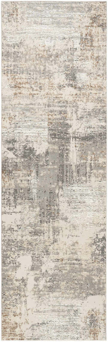 Close-up of Nourison Sustainable Trends beige gray rug. Modern design with abstract pattern and subtle texture.
