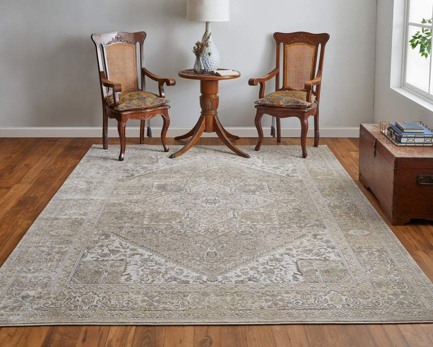 Feizy Celene Traditional Medallion - Brown/Ivory/Tan Area Rug