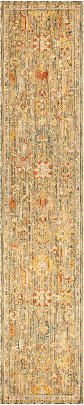 Close-up of the Nourison Antique Bloom Sage Multicolor vintage rug, showing its floral pattern and wool texture.