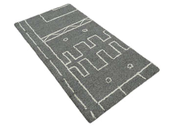 2x4 Gray and White Tribal Hand Hooked Textured Loop Area Rug | TRIB2