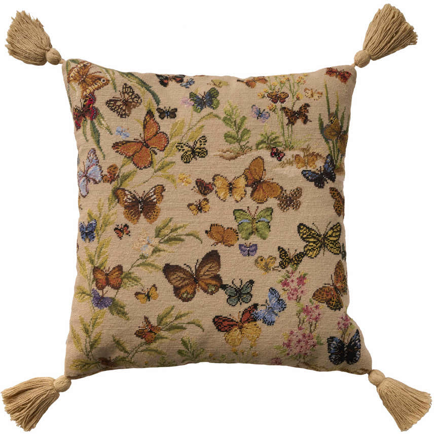 Mina Victory Vintage Pillow Butterflies Blush Indoor Throw Pillow
