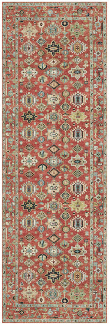 Rust Multicolor Nourison Vintage Rug with an intricate geometric pattern and vintage style.