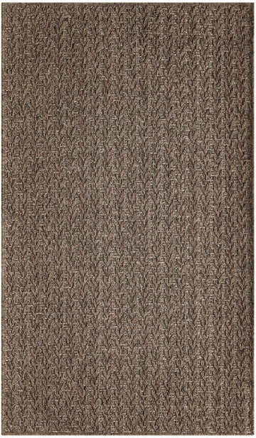 Close-up of the Nourison Tulum Brown Outdoor Area Rug showing its textured, woven, dark brown pile.