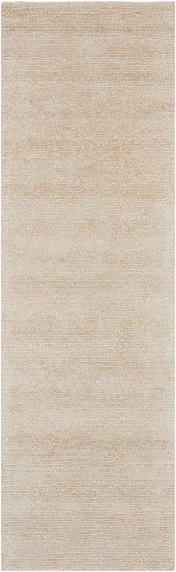 Close-up of the beige Nourison Weston Linen Modern Indoor Area Rug, showing texture and subtle horizontal striations.