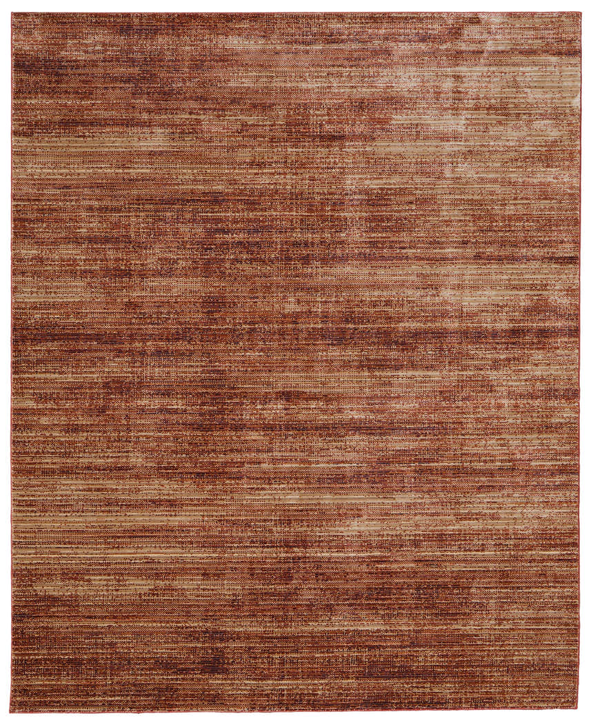 Close-up of a Feizy Deja Modern Solid Area Rug in brown, red, and tan. Casual, contemporary style with subtle horizontal texture. Design-Rectangle-57