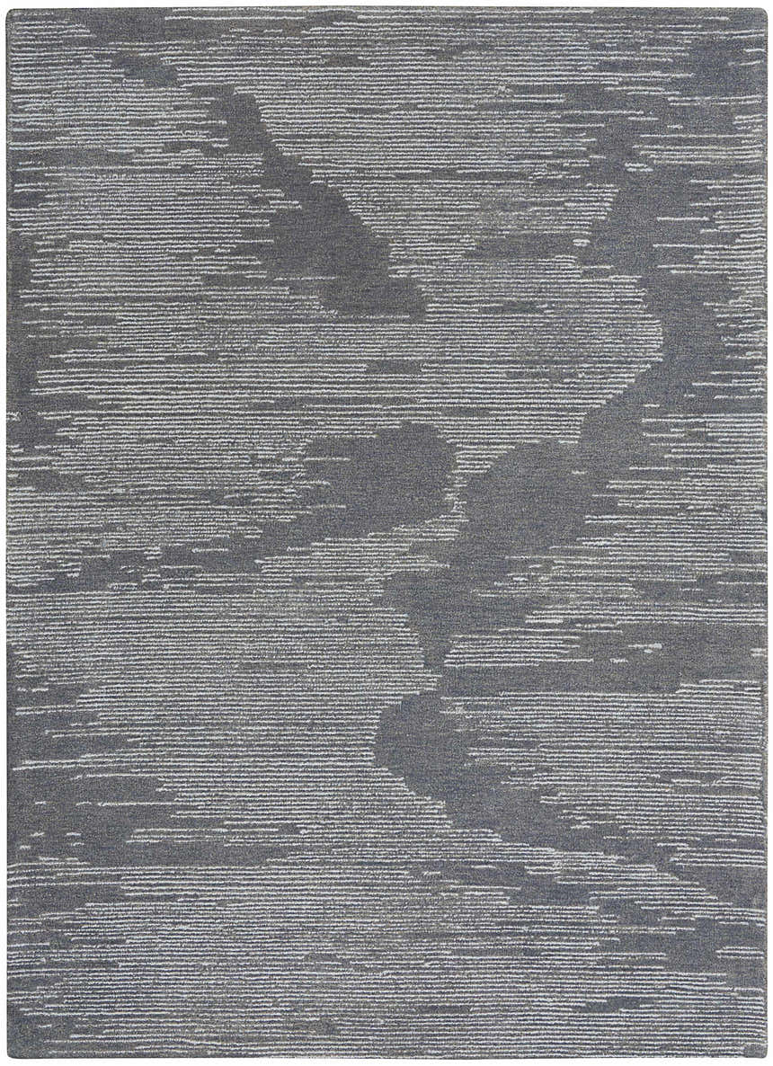Close-up of the Michael Amini Ma30 Star Blue rug featuring a modern, abstract pattern in light blue and gray wool.