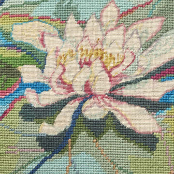 Mina Victory Vintage Pillow Lotus Blue Indoor Throw Pillow