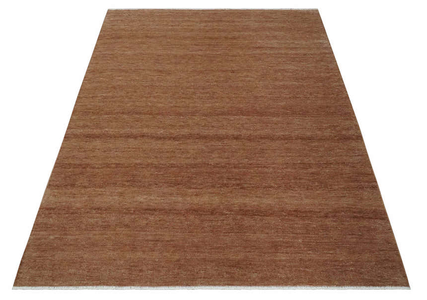 Ready to Ship Textured Brown Hand knotted 8x10 wool Area Rug